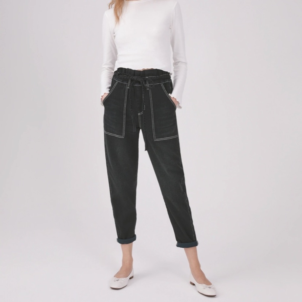 Something Navy Harlow Paperbag Pants Black size 8